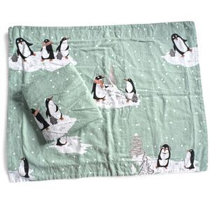 True North by Sleep Philosophy Flannel 100% Cotton Snow Penguins Pillow Sham Set